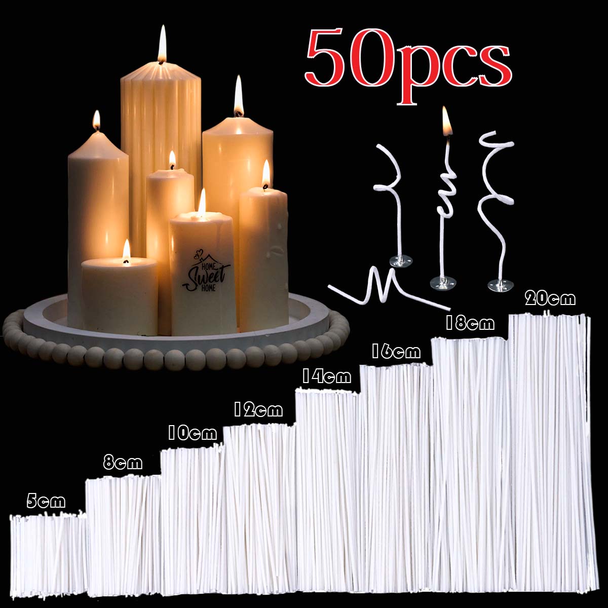 Candle Making Instructions - 50 szt. Knotów do świec 5-20
