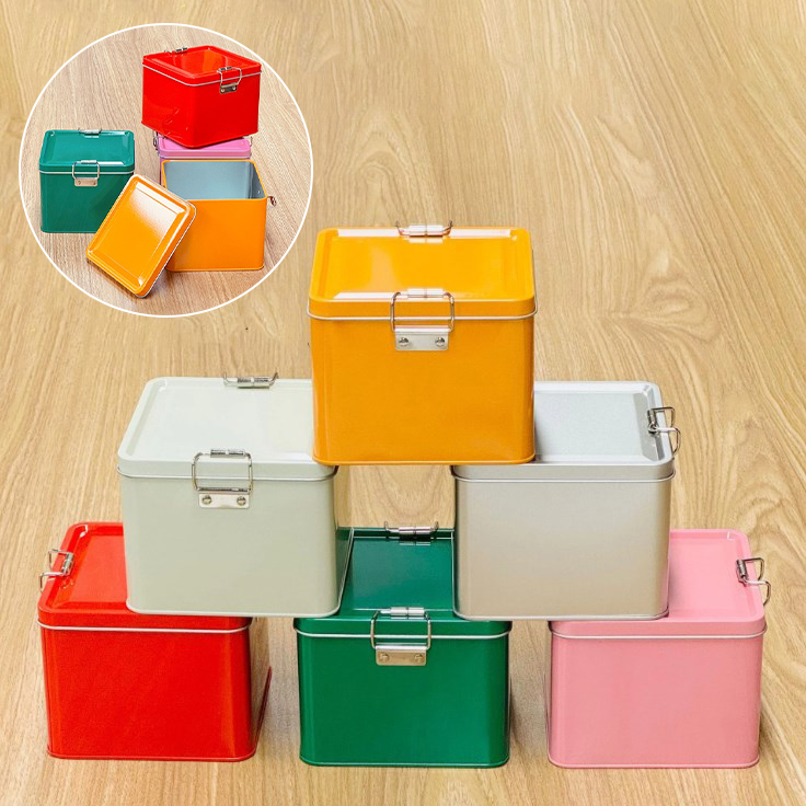 Tin Container Lid - Kwadratowe puszki na ciasteczka z blachy